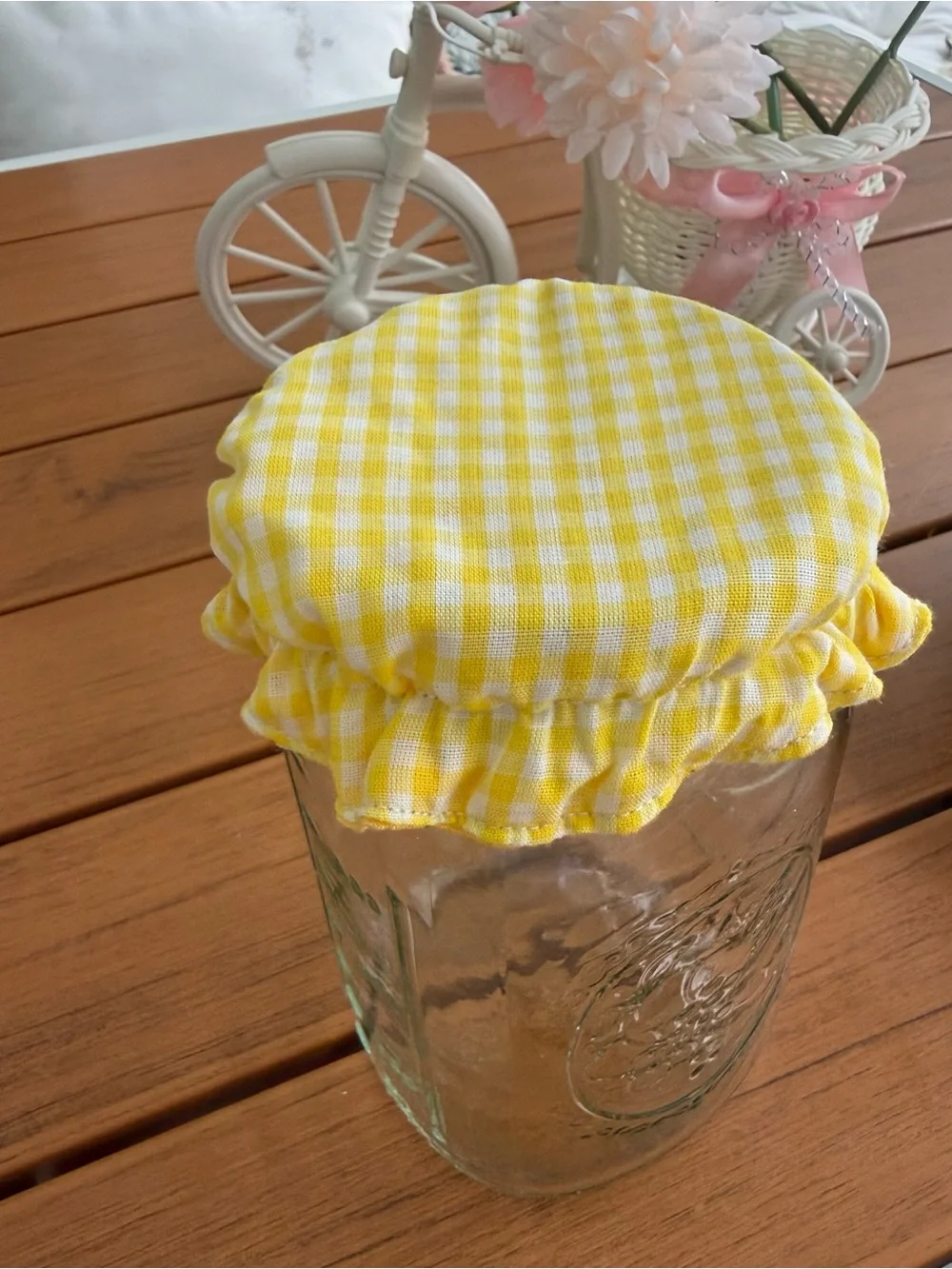 Yellow Gingham Reusable Jar Covers - Home Kitchen…